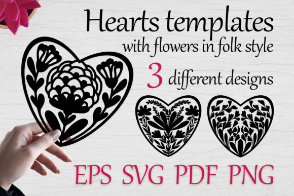 Heart Templates with Flowers SVG: Folk Art for Modern Crafters