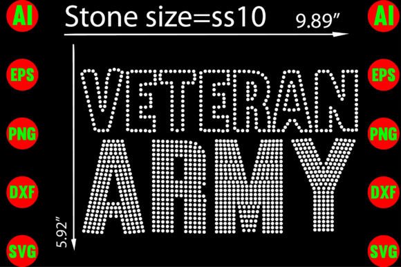 Honor Service with Veteran Army Rhinestone Templates Design