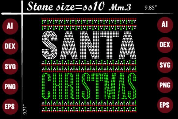 Sparkling Santa Christmas Rhinestone Templates for Holiday Crafts